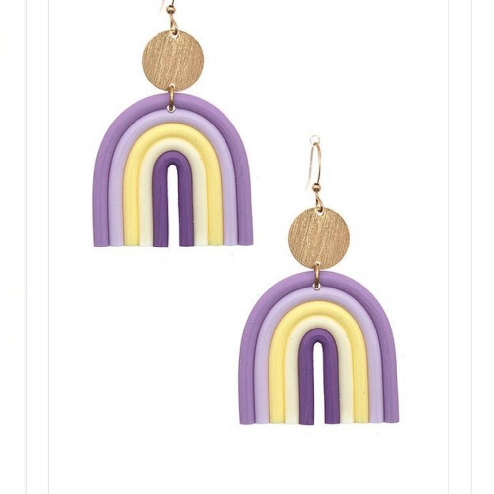 3 Pack- Lavender Rainbow Clay Drop Earrings